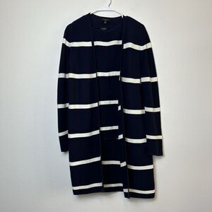 Talbots Cardigan Twin Set Women’s Small Navy Blue White Preppy Classic Nautical